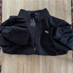 Figs Sydney Black Zip-Up Scrub Jacket